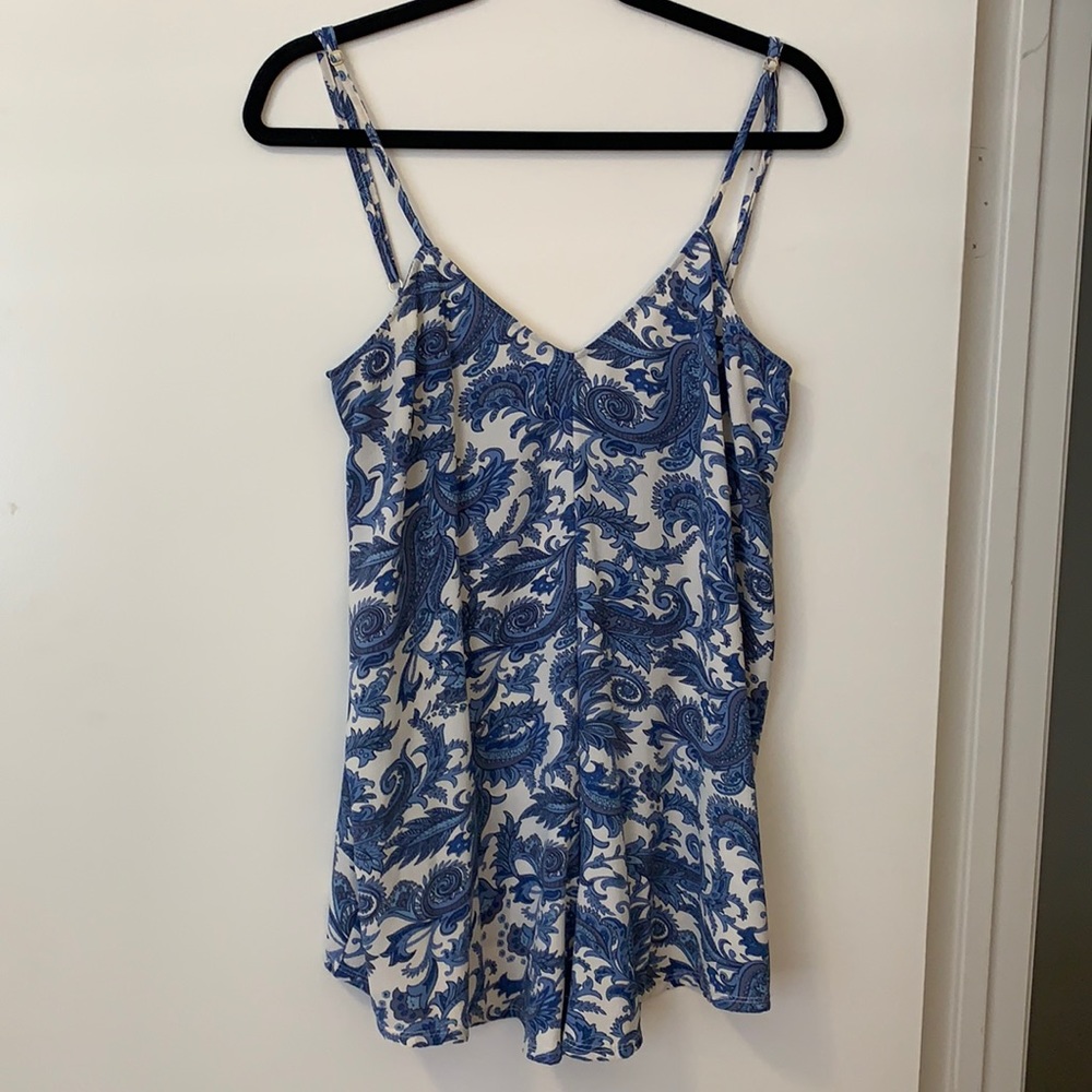 Show Me Your Mumu White & Blue Romper